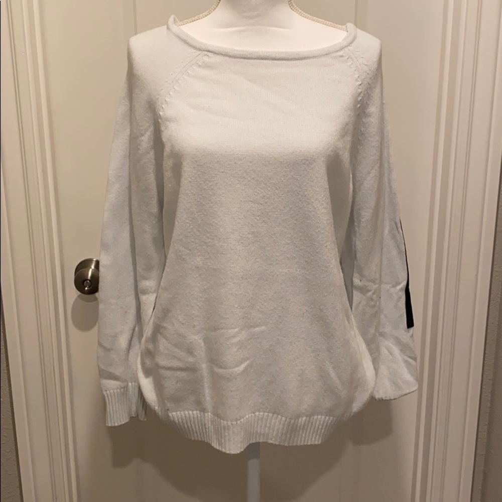 sweater with faux leather elbow patches